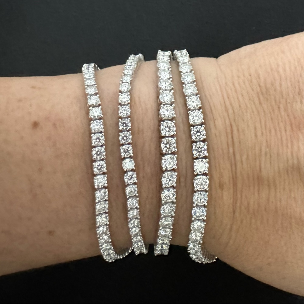 7” 6 ctw Moissanite VVS Tennis Bracelet, 925 3mm Silver Diamond Tester Approved